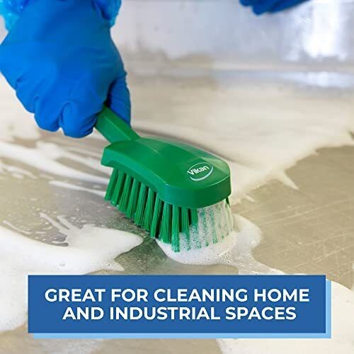 Vikan 419288 Short Handle Scrubbing Brush- Stiff - Gray - Picture 3 of 9