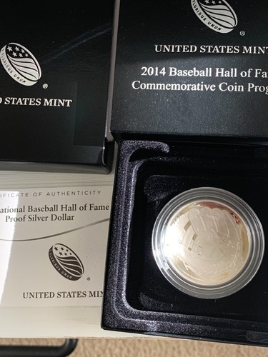 2014 US Mint National Baseball Hall of Fame Silver Proof Dollar, Box, COA B33 - Picture 5 of 5