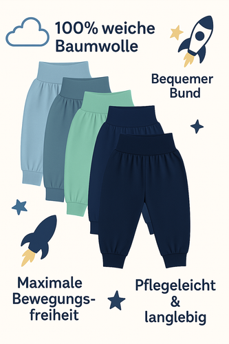 Set of 5 Unisex Comfortable Baby Pants 100% Cotton Trousers Bloomers Pants - Picture 14 of 18