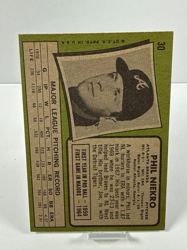 1971 Topps - Phil Niekro #30 - Bild 2 von 2