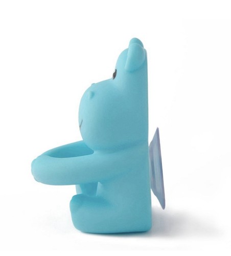 Set ippopotamo blu bagno 3 pezzi nuovo con etichette - 2 portaspazzolino a ventosa, caddy dentifricio - Foto 6 di 11