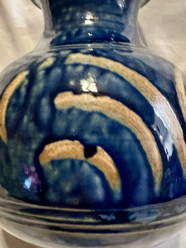 Brian Van Nostrand Wheel Thrown Colbalt Blue Clay Vase 7,5" Signiert Vintage - Bild 4 von 13