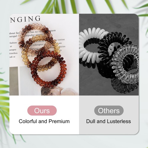 Spiral Hair Ties, 10 Pcs Traceless Phone Cord No-Damage Ponytail Holders, Pla... - Picture 3 of 6