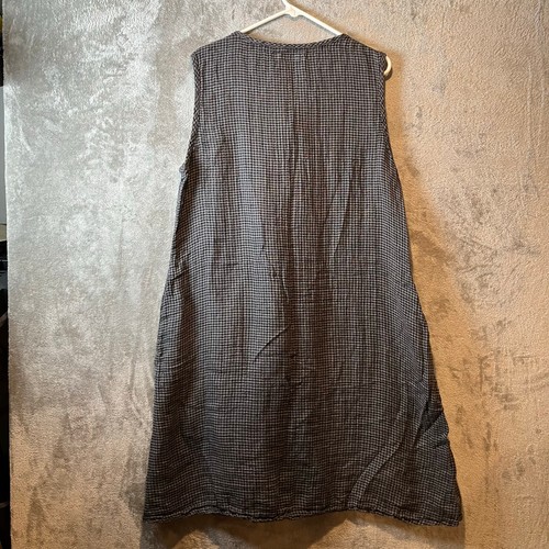 Flachs Damen Gr. Large schwarz grau kariert kariert Kleid 100% Leinen Lagenlook - Bild 5 von 7