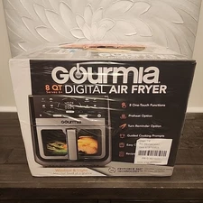 Gourmia 8 Qt Digital Window Air Fryer with 8 One-Touch Cooking Functions, Gray
