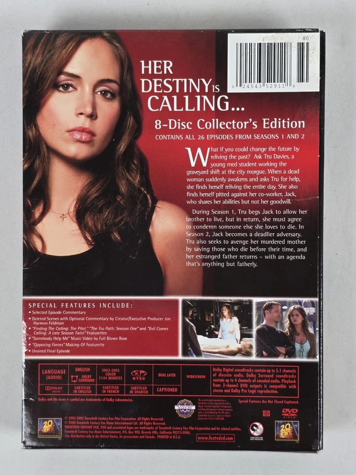 Tru Calling: The Complete Series Seasons 1 and 2 (DVD, 8-Disc-Set) VG Condition - Image 2 of 4
