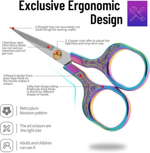 Small sharp scissors-Glexal 5 Inch Precision Scissors-2 Copper & Silver ...