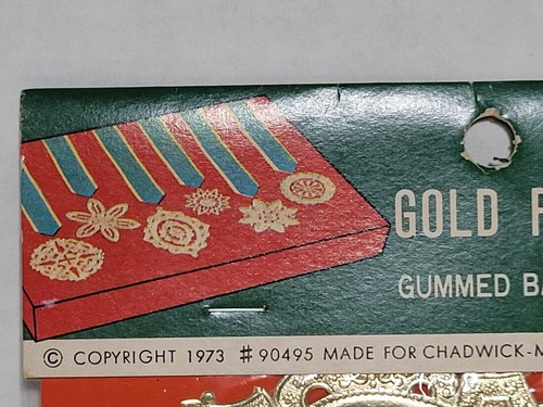 Medaglioni vintage 1973 lamina d'oro retro gommato per artigianato Giappone centrino Natale - Foto 2 di 7