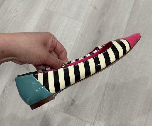 Kate Spade New York rosa und schwarz gestreifte Lackleder Damen Ballerinas Größe 7 - Bild 5 von 17