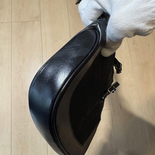 GUCCI Jackie GG Bolso de Hombro de Lona Borde de Cuero Negro Dorado Herrajes Japón - Imagen 20 de 24