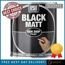 151 MATT BLACK NON-DRIP PAINT 300ML FAST DRYING INDOOR OUTDOOR HIGH PERFORMANCE