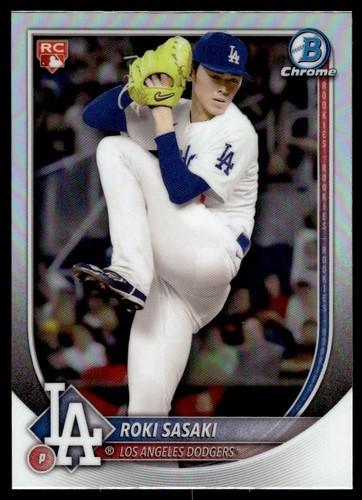 Roki Sasaki 2025 Bowman Red Logo Chrome Rookie Refractor Card RC #12 Los Angeles