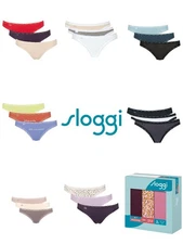 Sloggi Tanga Briefs Knickers 24/7 Weekend 3 PACK 95% Cotton Multipack Lingerie