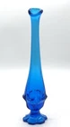 Fenton Colonial Blue Valencia Swung Glass Vase MCM 12"