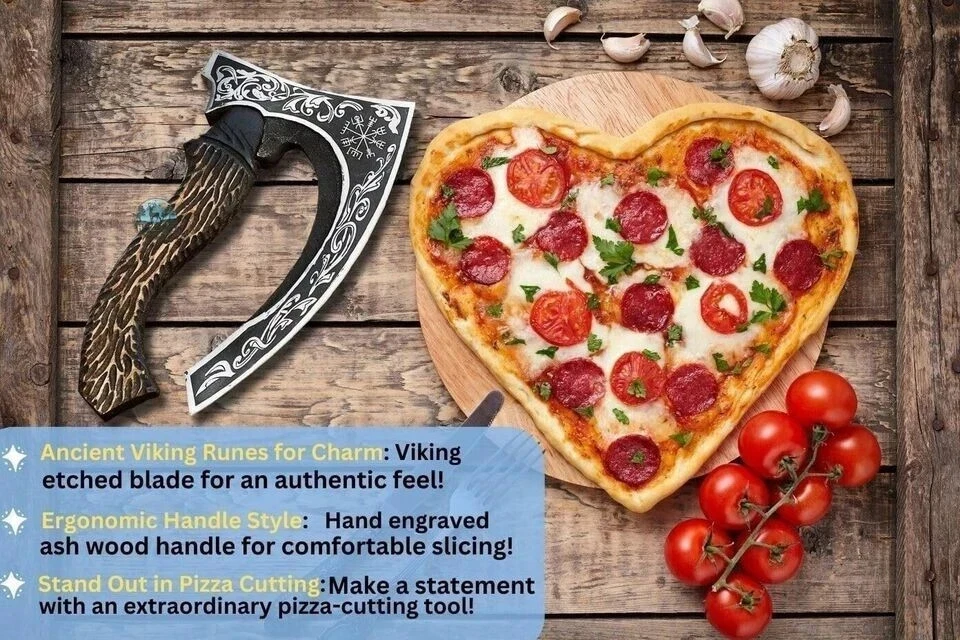 Hand-Forged Viking Pizza Axe 12" – Carbon Steel Medieval Cutter Christmas Gift
Opens in a new window
