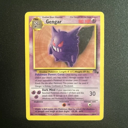 Pokémon TCG Gengar Fossil 20/62 Non-Holo Card Unlimited WOTC 1999
