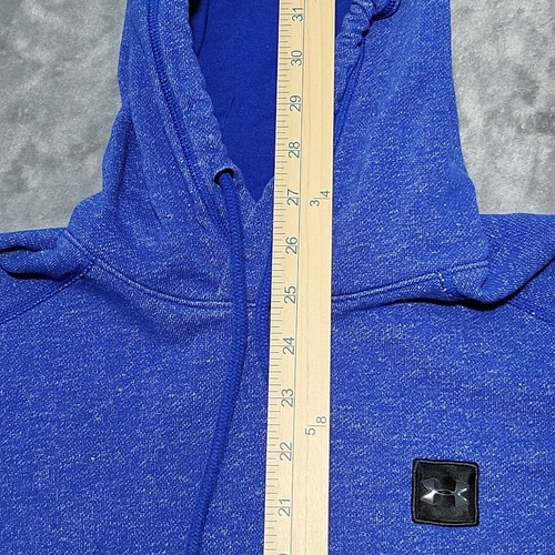 Under Armour Hoodie Men's Small Blue UA Terry Pullover Short Sleeve Sweatshirt - Picture 4 of 8