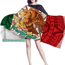 Nation Flag Women's Winter Scarf Soft Warm Blanket Scarves Fringe Pashmina