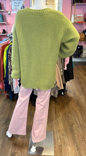 Neu ohne Etikett Listicle grün und rosa Pullover mit Schleifendetail Größe: M - Bild 3 von 3