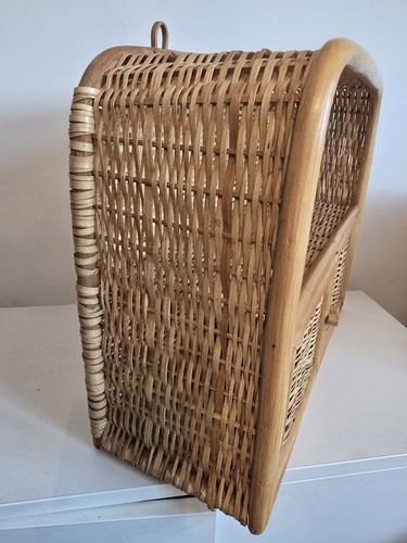 Wicker Cabinet Mid Century Vintage Bamboo Display Unit Wall Hanging Cupboard - Picture 8 of 10