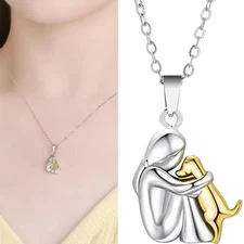 New Fashion Dog Paw Hug Pendant Necklace – Pet Lover Women Creative Gift