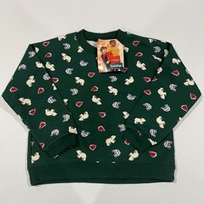 Vintage 90s Hanes Polar Bear Toddler Kids Graphic Sweater Sweatshirt 4T Green