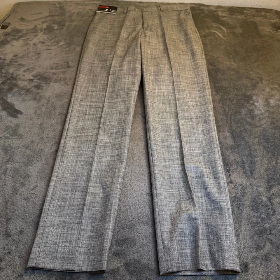 J Ferrar Slim Fit Dress Pants Light Grey Textured Stretch Comfort Mens 30x32 NWT - Image 2 of 4