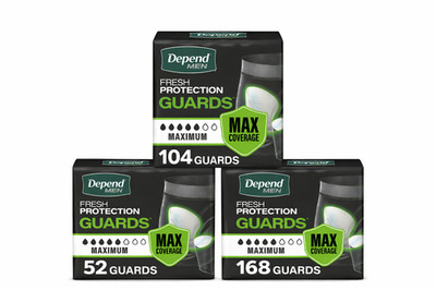 Depend Guards for Men Max Absorbency, Leak Protection, Multi Size Packs