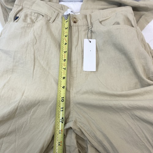 2 Kancan Women's Wide Leg Linen Blend Pants Beige High Rise Sz L Coastal Preppy - Picture 10 of 17