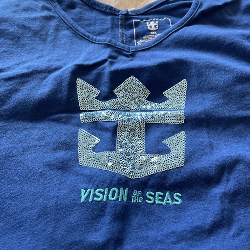 Womens top Plus Sz XXL Cruise Top Vision Of The Seas V neck Top Tee - Picture 3 of 8