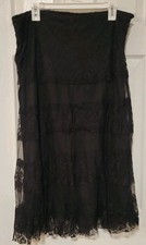 Vintage Black Lace Midi Skirt Lace Overlay Size XL Goth Romantic Witchy