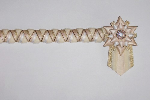 CREAM AND GOLD - LUXURY CORNERSTONE BROWBAND - VELVET SHOWING BROWBAND - 第 1/1 張圖片