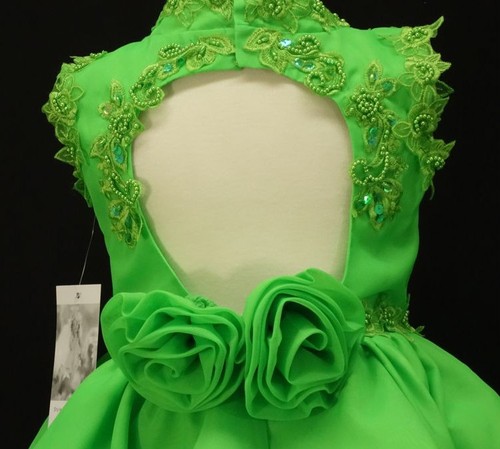 NEWTODDLER GIRL PAGEANT DANCE PARTY SHORT DRESS GREEN YELLOW - Picture 4 of 8