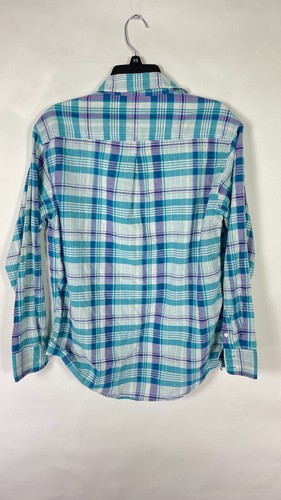 American Eagle Mens Boyfriend Fit Long Sleeve Plaid Flannel Sz S Blue Cotton. - Picture 7 of 14