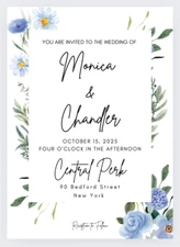 Digital Download Wedding Invitation Blue Floral