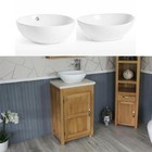 Cloakroom Bathroom Vanity Unit Oak Wash Stand White Quartz Stone Ceramic Basin