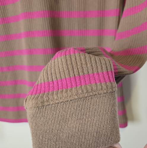Nautica Top gerippt Schnürung LS braun & rosa Streifen Damen Medium Y2k Bellacore - Bild 5 von 12