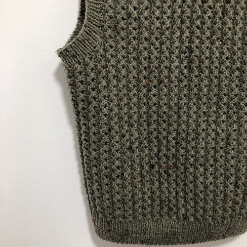 Handmade Sweater Vest Womens Wool Hand Knit Cardigan Vest Green Mix UK 10 - 12 - Picture 10 of 11