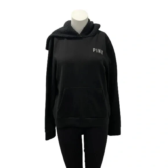 Pink Victoria's Secret Women Hoodie Black Pullover Casual Long Sleeve size  M | eBay