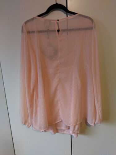 AVA & VIV Top Women Size 1X Peach Lightweight Sheer Shimmer Flowy Romantic - Picture 4 of 10