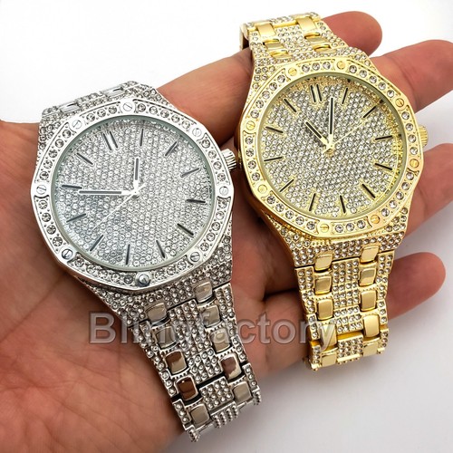 Luxus Herren Iced Rapper's Lab Diamant Metallband elegante Clubbing Armbanduhr - Bild 2 von 9