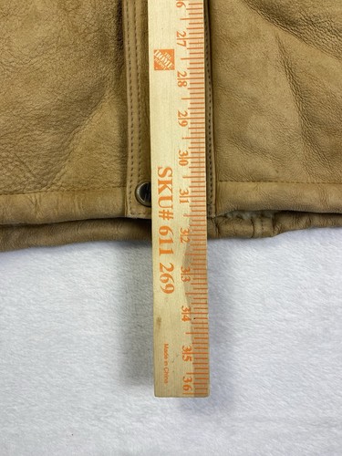 Eddie Bauer Leather Shearling Jacket Beige Sherpa Lined Wool Pile Men’s L VTG - Picture 14 of 14