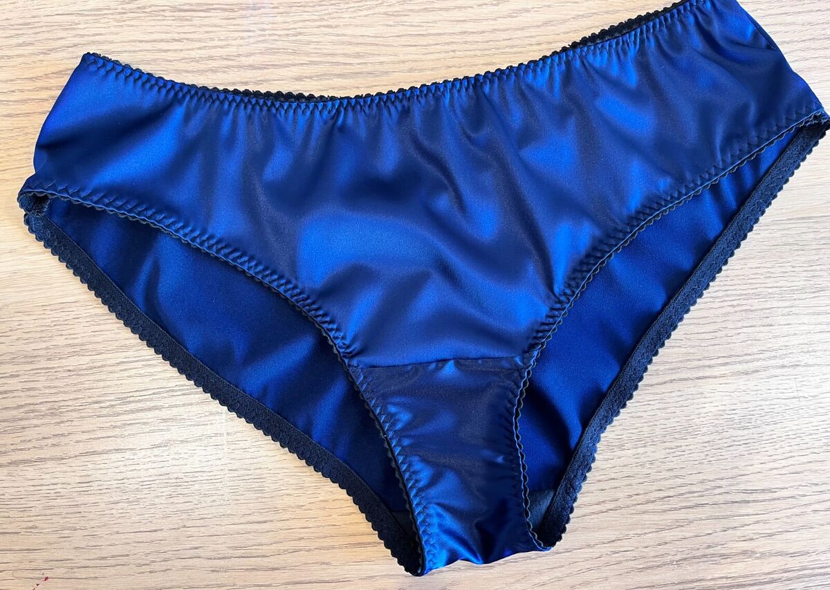 Womens underwear size 14 Navy Blue stretch satin briefs Moonrise Lingerie