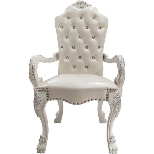 Pemberly Row 20" Faux Leather/MDF Arm Chair in Bone White (Set of 2) - Picture 5 of 7