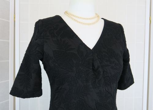 Per Una Dress Size 12 Black Bodycon Floral Textured Formal Work Office Party - Picture 3 of 13