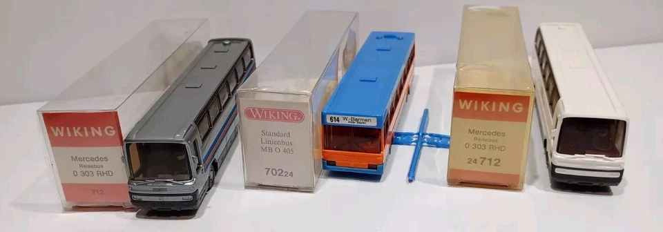 Wiking Mercedes O303 RHD & O405 Bus Models x3 Vintage HO Scale & Boxes Germany - Image 3 of 4