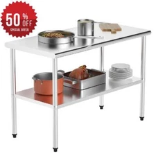 48'' x 24'' Stainless Steel Table for Kitchen Prep & Work Commercial Worktable