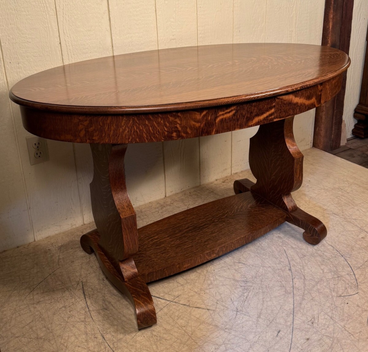 Antique Oak Oval Library Table | eBay