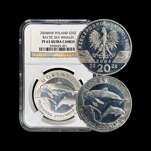 POLAND. 2004, 20 Zlotych, Silver - NGC PF63 - Baltic Sea Whales