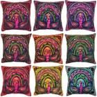 Indian Peacock Suzani Cushion CoverS Eclectic Boho Pillow Case Square 16" X 16"